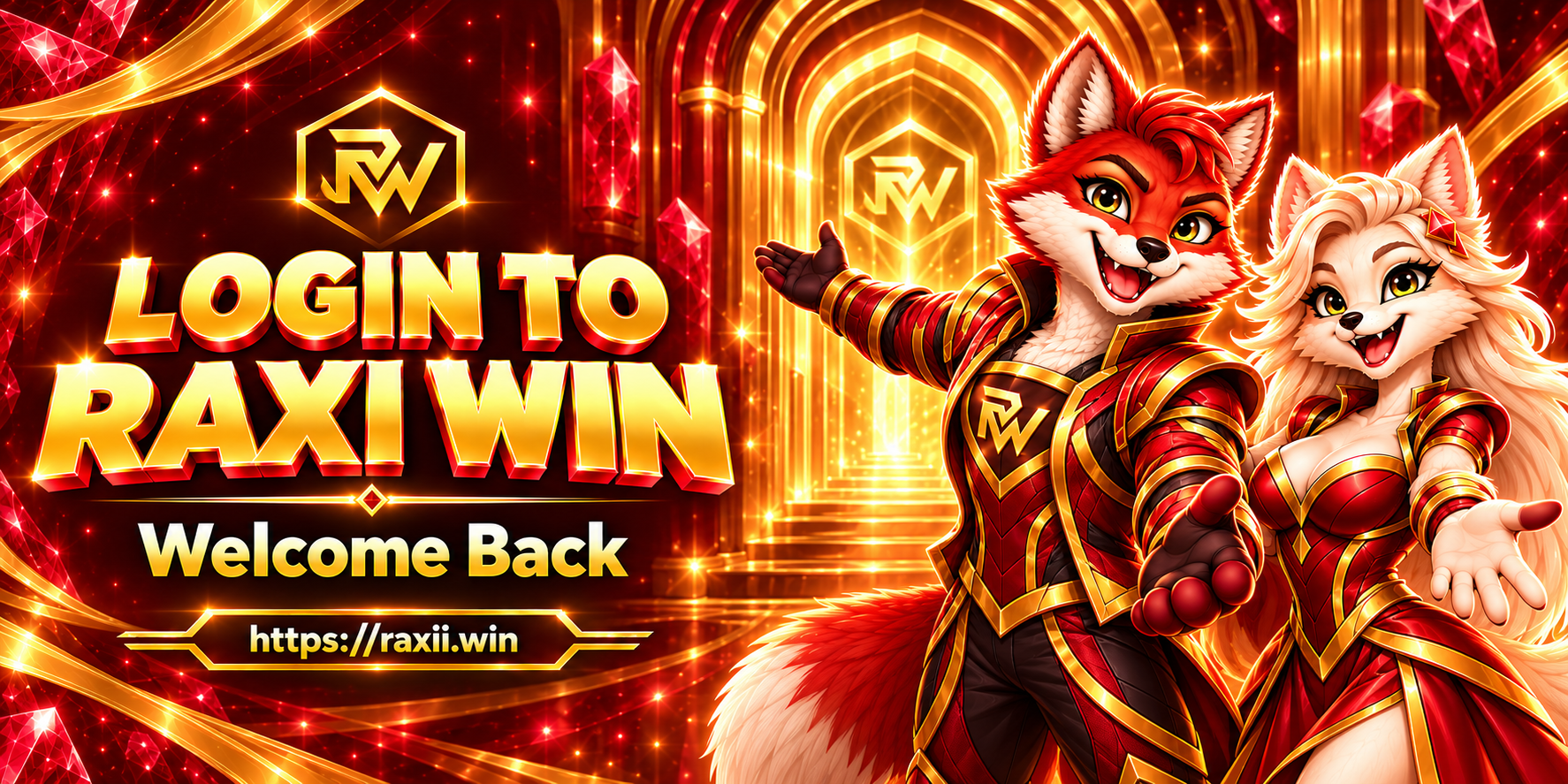 Raxi Win Login Guide red-and-gold Raxi banner