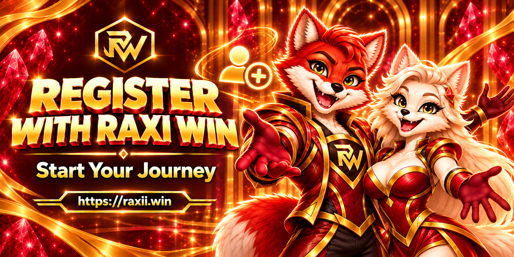 Raxi Win Registration Guide red-and-gold Raxi banner